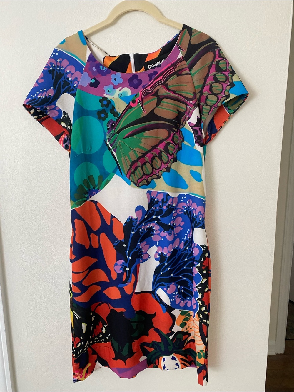 Desigual Bright Multicolor Butterfly Print Mini Dress
